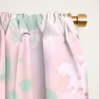 Vintage botanical blush pink mint green floral pattern Window Curtain Gallery Image 2