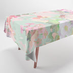 Vintage botanical blush pink mint green floral pattern Tablecloth Gallery Image 1