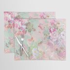 Vintage botanical blush pink mint green floral pattern Placemat Gallery Image 1