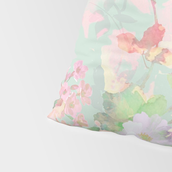 Vintage botanical blush pink mint green floral pattern Pillow Sham Gallery Image 4
