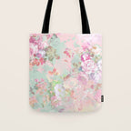 Vintage botanical blush pink mint green floral pattern Tote Bag Gallery Image 1