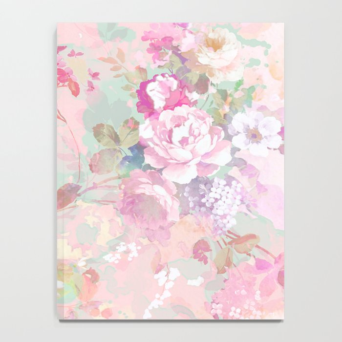 Vintage botanical blush pink mint green floral pattern Notebook Gallery Image 4