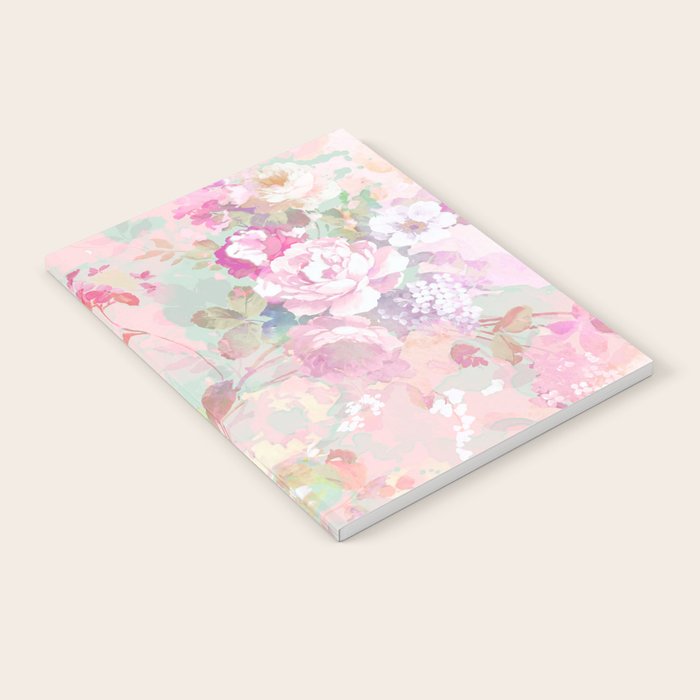 Vintage botanical blush pink mint green floral pattern Notebook Gallery Image 1