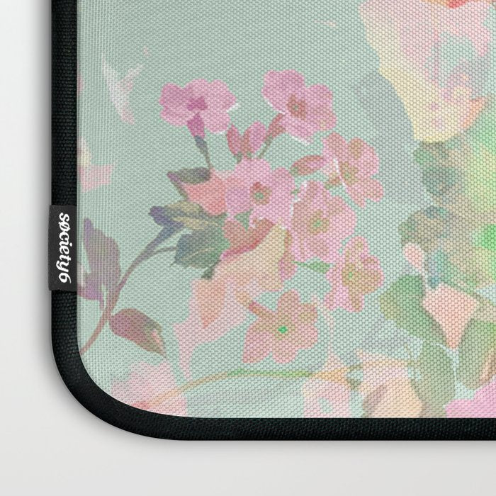 Vintage botanical blush pink mint green floral pattern Laptop Sleeve Gallery Image 3