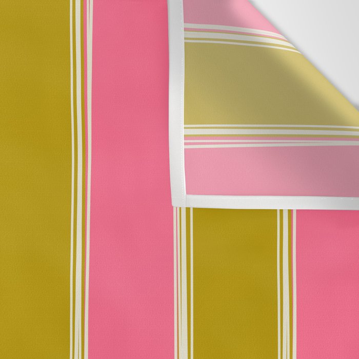 Bold Lined Stripes Vertical Pattern in Pink Chartreuse Cream Wall Tapestry Gallery Image 3