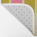 Bold Lined Stripes Vertical Pattern in Pink Chartreuse Cream Bath Mat Gallery Image 2