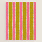 Bold Lined Stripes Vertical Pattern in Pink Chartreuse Cream Jigsaw Puzzle Gallery Image 1