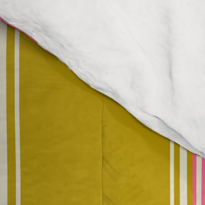 Bold Lined Stripes Vertical Pattern in Pink Chartreuse Cream Comforter Gallery Image 4