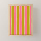 Bold Lined Stripes Vertical Pattern in Pink Chartreuse Cream Mini Art Print Gallery Image 1