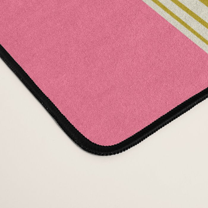 Bold Lined Stripes Vertical Pattern in Pink Chartreuse Cream Desk Mat Gallery Image 4