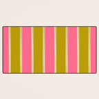 Bold Lined Stripes Vertical Pattern in Pink Chartreuse Cream Desk Mat Gallery Image 3