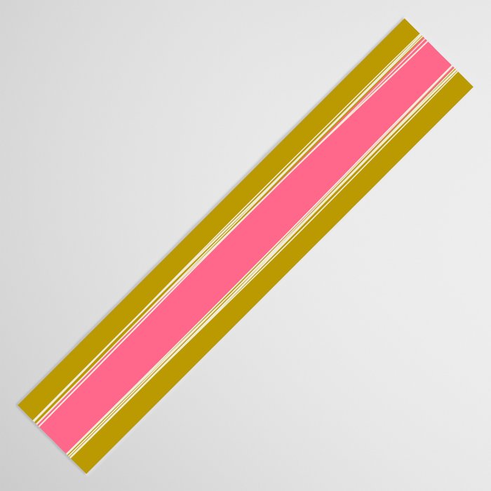Bold Lined Stripes Vertical Pattern in Pink Chartreuse Cream Table Runner Gallery Image 3