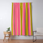 Bold Lined Stripes Vertical Pattern in Pink Chartreuse Cream Window Curtain Gallery Image 5