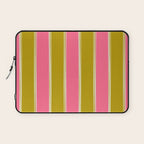 Bold Lined Stripes Vertical Pattern in Pink Chartreuse Cream Laptop Sleeve Gallery Image 1
