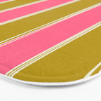 Bold Lined Stripes Vertical Pattern in Pink Chartreuse Cream Bath Mat Gallery Image 3