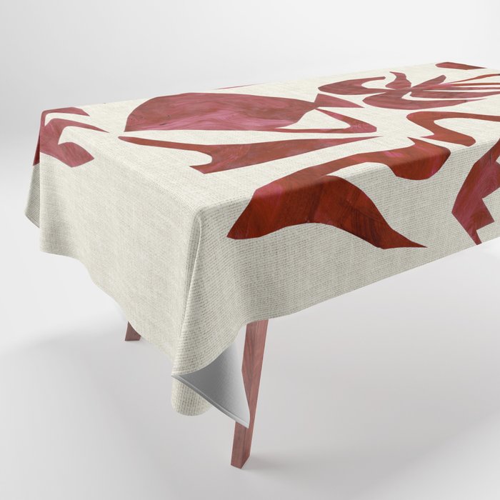 Crimson Dream In Cream Tablecloth Gallery Image 1