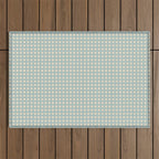 Blue geometric gingham grid art pattern Outdoor Rug Gallery Image 1