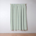 Blue geometric gingham grid art pattern Window Curtain Gallery Image 3
