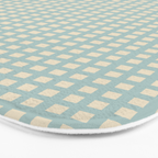 Blue geometric gingham grid art pattern Bath Mat Gallery Image 3