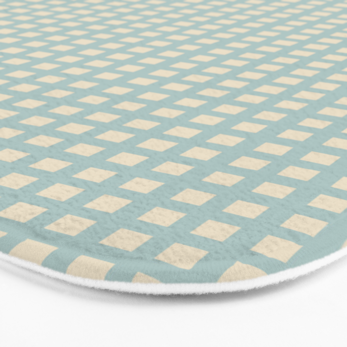 Blue geometric gingham grid art pattern Bath Mat Gallery Image 3
