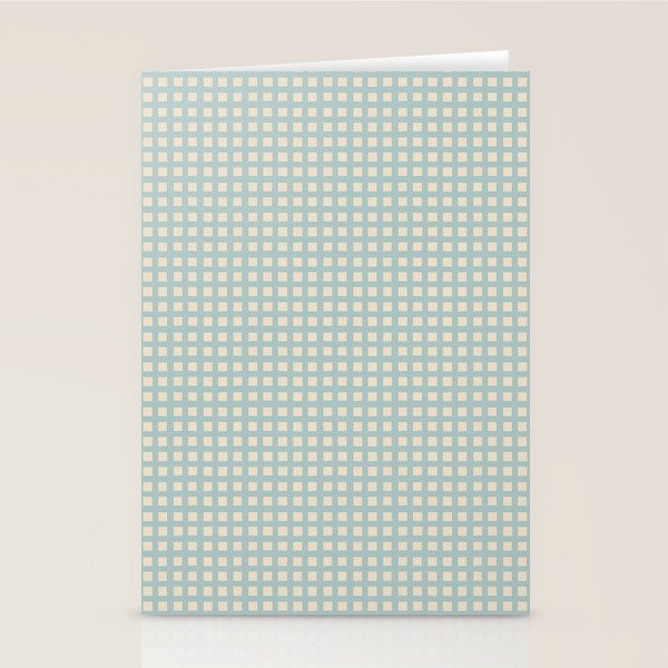 Blue geometric gingham grid art pattern Stationery Card Gallery Image 1