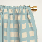 Blue geometric gingham grid art pattern Window Curtain Gallery Image 2
