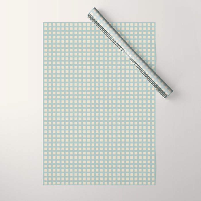 Blue geometric gingham grid art pattern Wrapping Paper Gallery Image 1