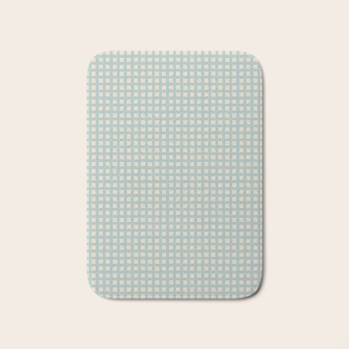 Blue geometric gingham grid art pattern Bath Mat Gallery Image 1