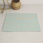 Blue geometric gingham grid art pattern Rug Gallery Image 1
