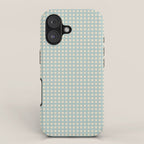 Blue geometric gingham grid art pattern iPhone Case Gallery Image 1