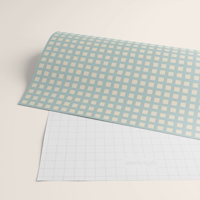 Blue geometric gingham grid art pattern Wrapping Paper Gallery Image 2