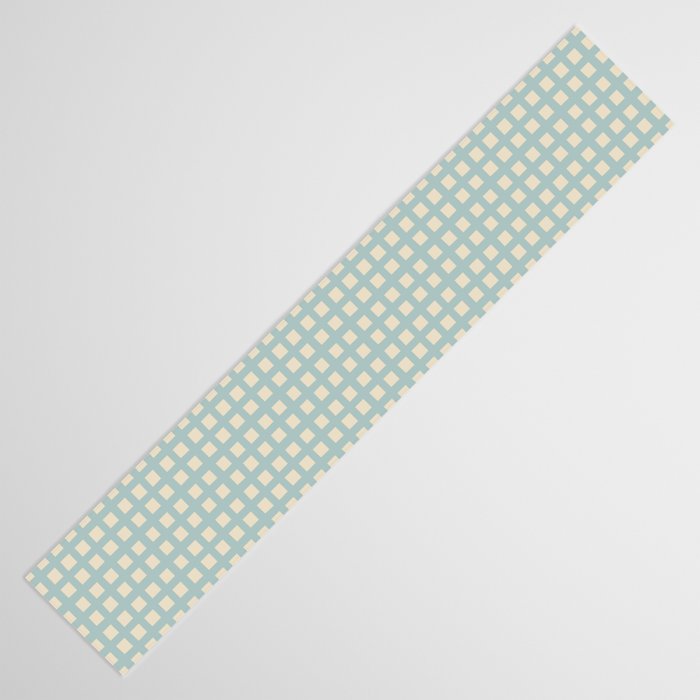 Blue geometric gingham grid art pattern Table Runner Gallery Image 3