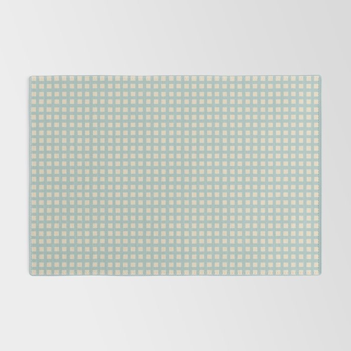 Blue geometric gingham grid art pattern Rug Gallery Image 2