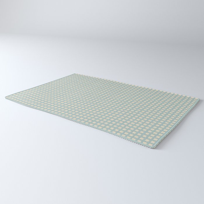 Blue geometric gingham grid art pattern Rug Gallery Image 3