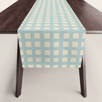 Blue geometric gingham grid art pattern Table Runner Gallery Image 1