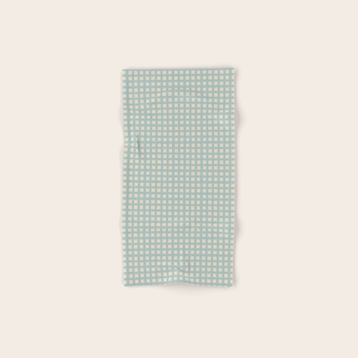 Blue geometric gingham grid art pattern Bath Towel Gallery Image 1