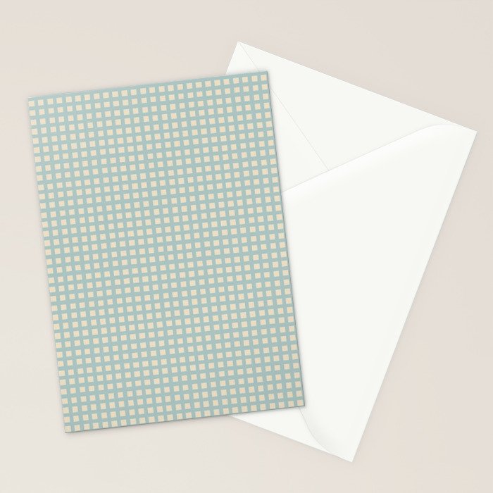 Blue geometric gingham grid art pattern Stationery Card Gallery Image 2
