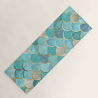 Moroccan Mermaid Fish Scale Pattern, Aqua,Teal Yoga Mat Gallery Image 1