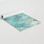 Moroccan Mermaid Fish Scale Pattern, Aqua,Teal Yoga Mat Gallery Image 2