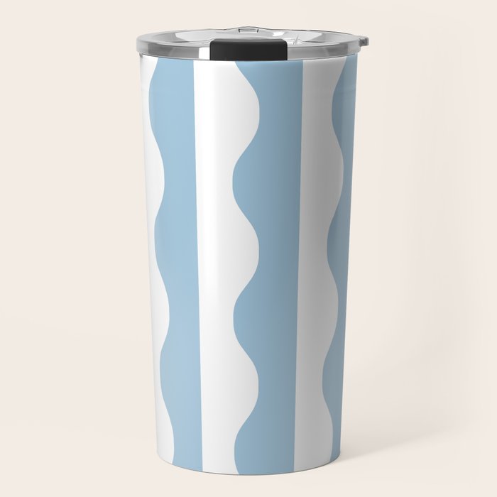 Classic Wavy Stripe Pattern 855 Light Blue Travel Mug Gallery Image 1
