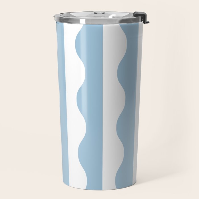 Classic Wavy Stripe Pattern 855 Light Blue Travel Mug Gallery Image 2