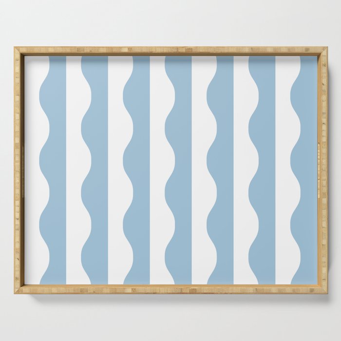Classic Wavy Stripe Pattern 855 Light Blue Serving Tray Gallery Image 1