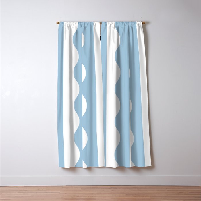 Classic Wavy Stripe Pattern 855 Light Blue Window Curtain Gallery Image 3