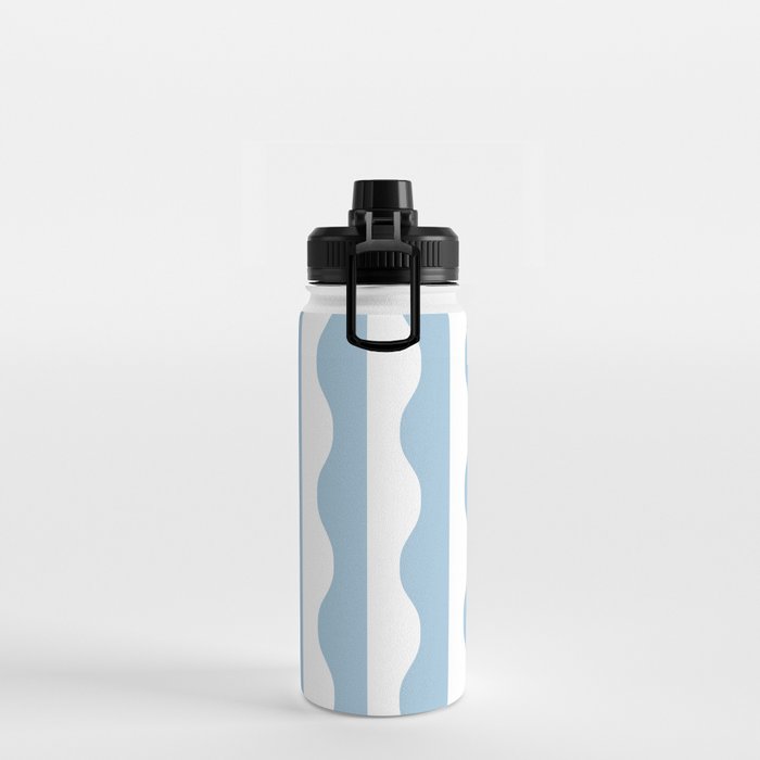 Classic Wavy Stripe Pattern 855 Light Blue Water Bottle Gallery Image 2