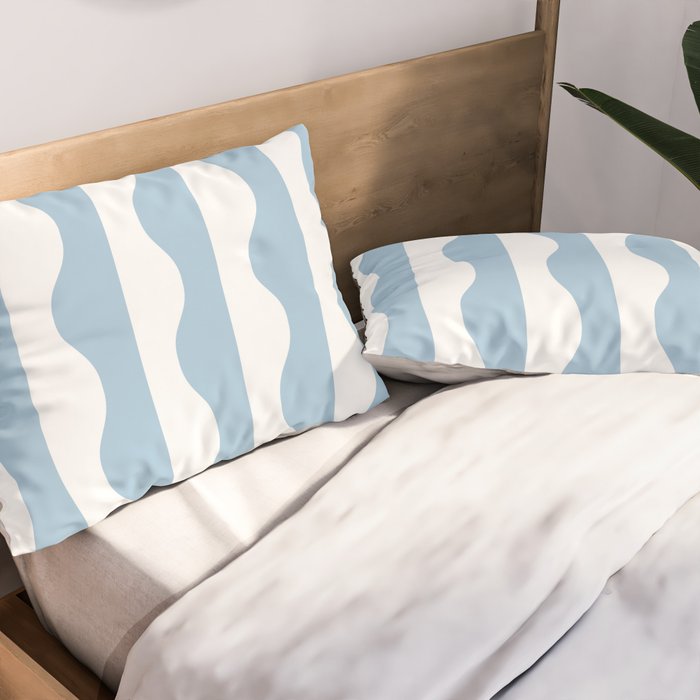 Classic Wavy Stripe Pattern 855 Light Blue Pillow Sham Gallery Image 2