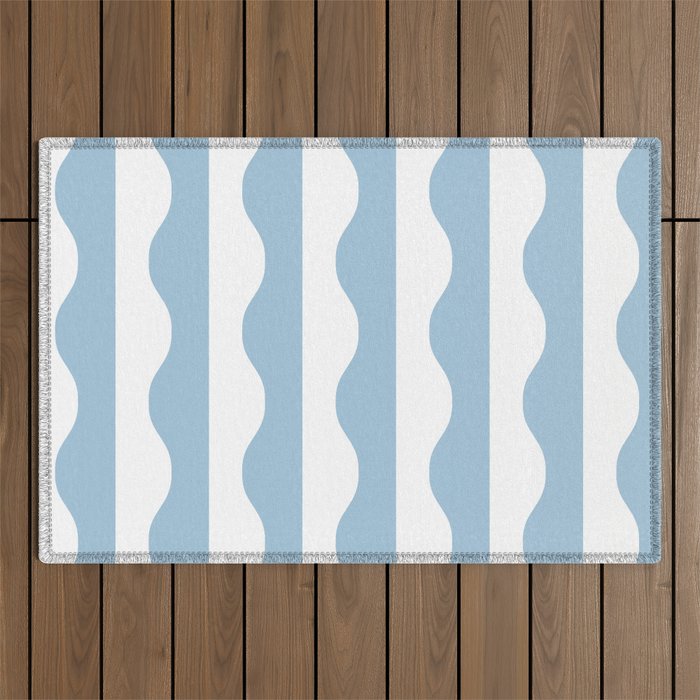 Classic Wavy Stripe Pattern 855 Light Blue Outdoor Rug Gallery Image 1