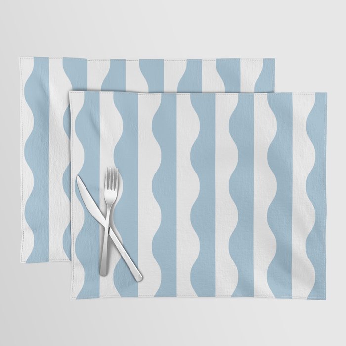 Classic Wavy Stripe Pattern 855 Light Blue Placemat Gallery Image 1