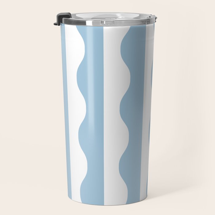 Classic Wavy Stripe Pattern 855 Light Blue Travel Mug Gallery Image 3