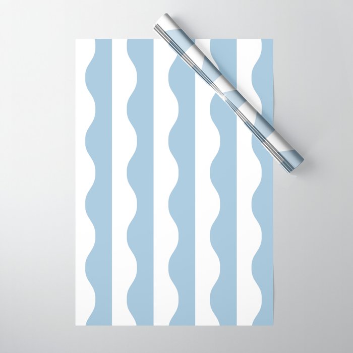 Classic Wavy Stripe Pattern 855 Light Blue Wrapping Paper Gallery Image 1