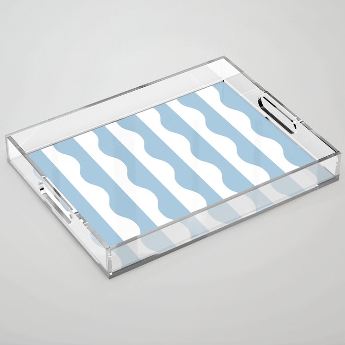 Classic Wavy Stripe Pattern 855 Light Blue Acrylic Tray Gallery Image 1